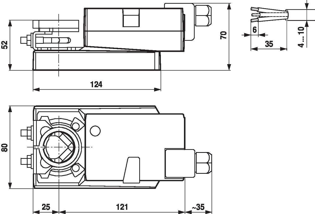 Габаритный чертёж Belimo NM24A-MP-TP